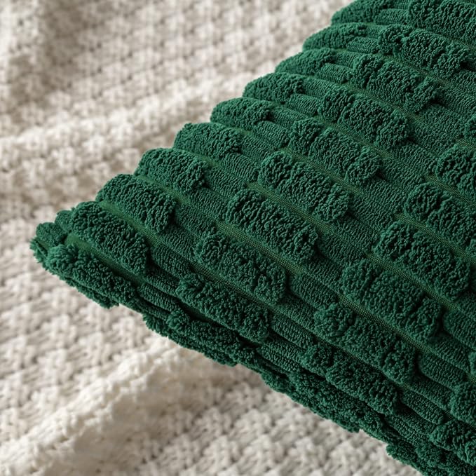 MIULEE Corduroy Decorative Throw Pillow Covers 18x18 Dark Green Pack of 2 | - Image 4
