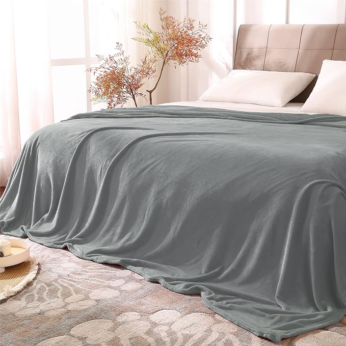 BEDELITE Fleece Blanket Soft Plush Queen Size Bed Blanket Grey 90"x90" | Ultra by BEDELITE