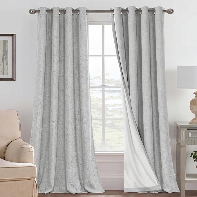 H.VERSAILTEX Blackout Curtains Linen Curtains 120 inches Long 100% Black Out by HVERSAILTEX