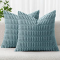 MIULEE Corduroy Decorative Throw Pillow Covers 16x16 Coastal Blue Pack of 2 | by MIULEE