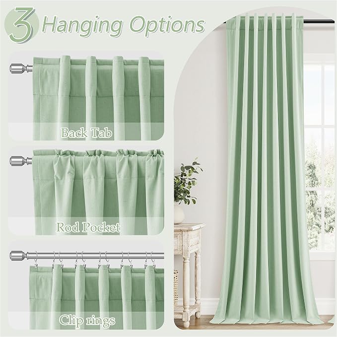 100% Blackout Curtains 108 Inch Length 2 Panels Set - Image 6