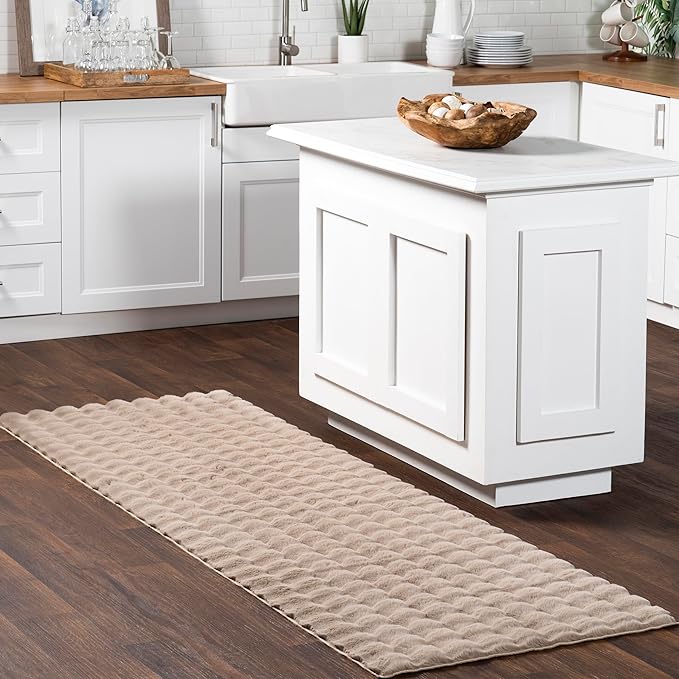 nuLOOM Jeni Taupe Checkered Washable Runner Rug by nuLOOM