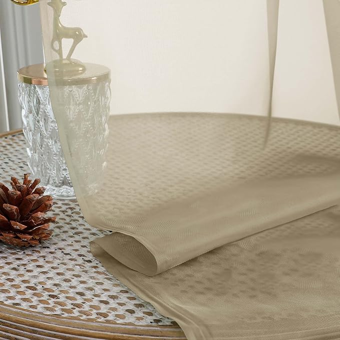 Chyhomenyc Taupe Sheer Curtains 90 Inches Long 2 Panels, Light Filtering Taupe - Image 7