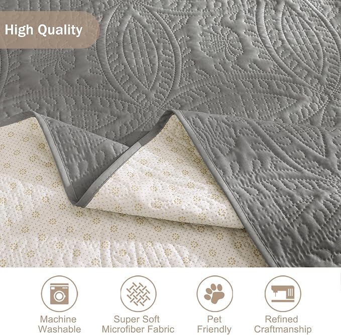 Soft Quilted Couch Cover with Pockets - Image 7