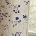 Dark Blue Floral Embroidered Light Filtering Curtains 84 Inch 2 Panels by Unknown