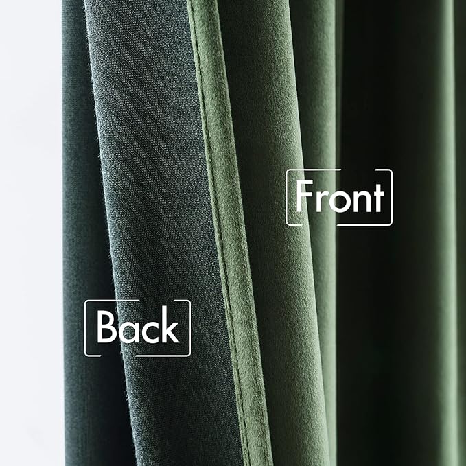 MIULEE Velvet Curtains 52x90 inches 2 Panels Olive Green Blackout Curtains | - Image 6