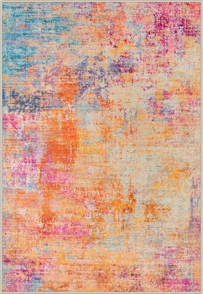Area Rug Living Room: 8x8 Modern Washable Soft Carpet Galaxy Haze | by FXRHLP