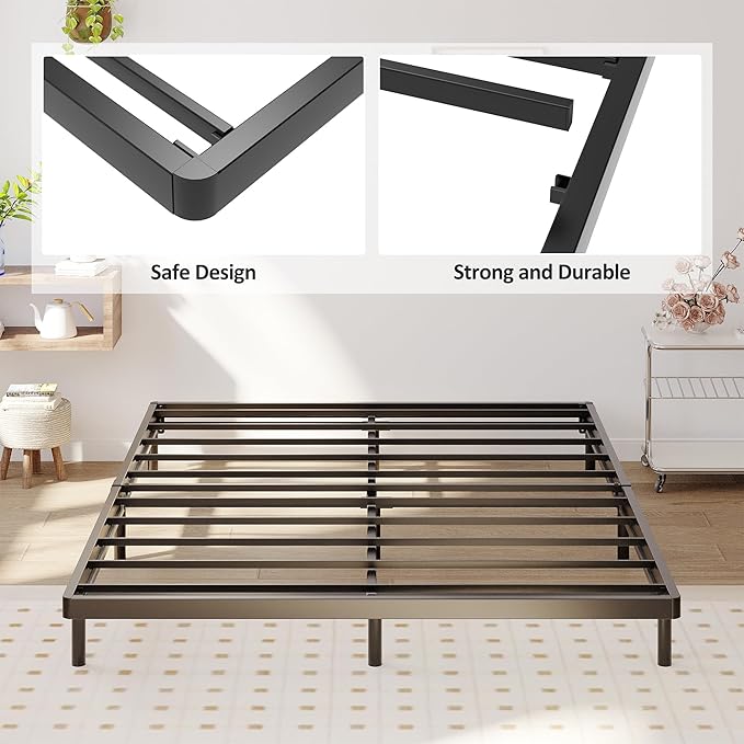 Full Size Box Spring Bed Base 2 Inch, Low Profile Metal Boxspring Full Size Bunkie Board 2 Inch, 3000 Lbs Max Weight Capacity Mattress Foundation, Noise-Free, Easy Assembly