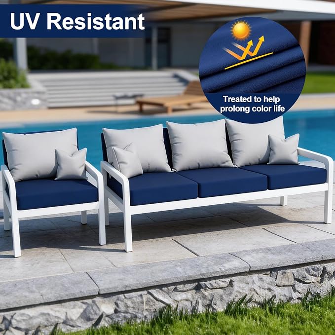 Smiry Waterproof Patio Cushion Covers, Stretch Outdoor Furniture Covers | Couch - Image 3