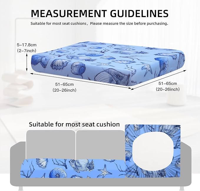 8Pcs Outdoor Cushion Covers, Elastic Patio Cushion Covers | Washable, - Image 2