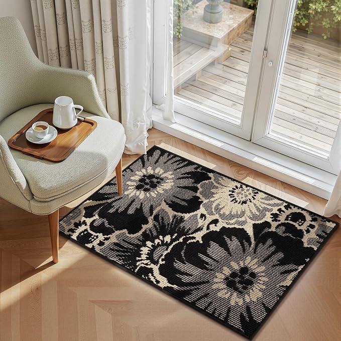 Findosom Washable Kitchen Rug Set of 2, Non Slip High-Low Textured Floral - Image 6