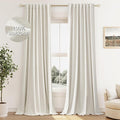 Cream Linen Blackout Curtains 84 Inch Length 2 Panels Set by Guken