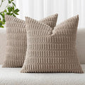 MIULEE Euro Sham Corduroy Decorative Throw Pillow Covers 24x24 Light Brown | by MIULEE