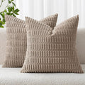 MIULEE Euro Sham Corduroy Decorative Throw Pillow Covers 22x22 Light Brown | by MIULEE