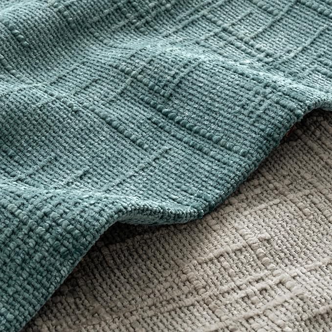MIULEE Chenille Textured Throw Pillow Covers Teal 20x20 Set of 2 | Slubby - Image 2