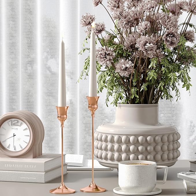 Candlestick Holders Rose Gold, 1 Pack Taper Candle Holder for Candlesticks, Candle Sticks Holder Decor for Home Decor