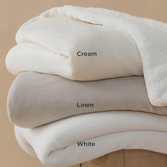 Bedsure GentleSoft Sherpa Fleece Throw Blanket for Couch - Thick and Warm Throw for Women and Men, Soft Fuzzy Plush Blanket for Winter, Cream, 50x60 Inches