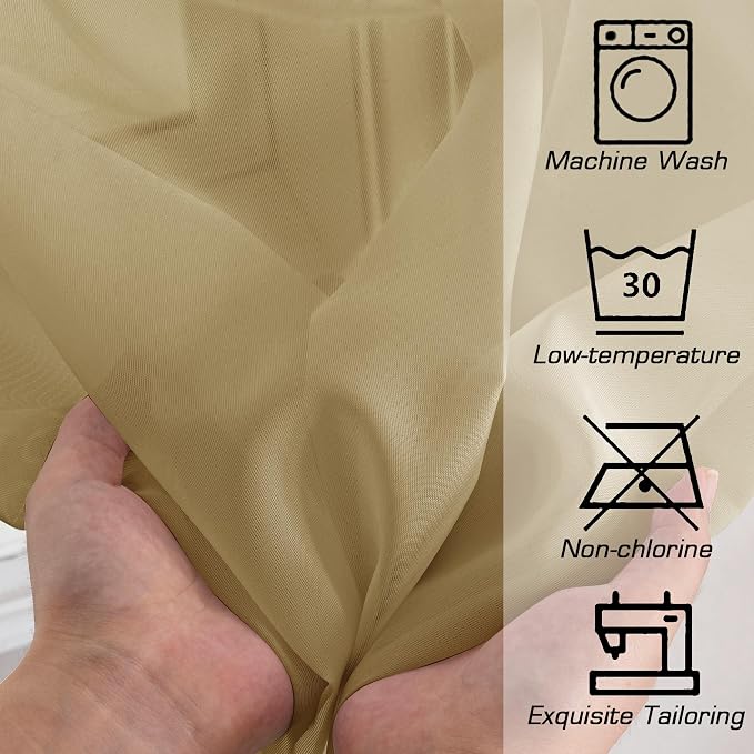 Sheer Curtains 54 Inch Length 2 Panels Set - Image 4