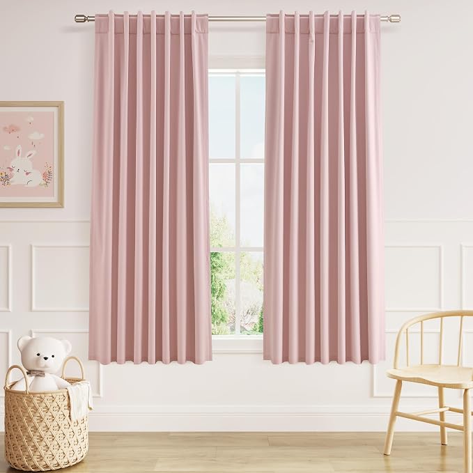 100% Blackout Linen Curtains 63 Inch 2 Panels Set by Guken