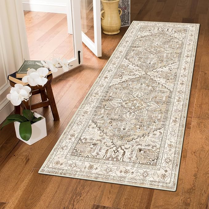 Yamaziot Washable Runner Rug, 2x5 Non-Slip Boho Vintage Hallway Kitchen Rug | - Image 8
