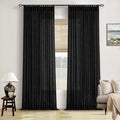 Black Pinch Pleated Linen Semi Sheer 102 Inch Curtains 2 Panels | Light by Twodrapes