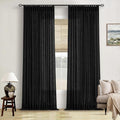 Black Pinch Pleated Linen Semi Sheer 96 Inch Curtains 2 Panels | Light Filtering by Twodrapes