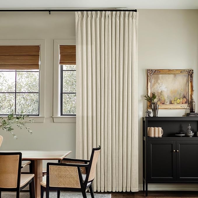 92 Inch Beige Flax Linen Curtains Pinch Pleated 2 Panels Set | Memory Training - Image 8