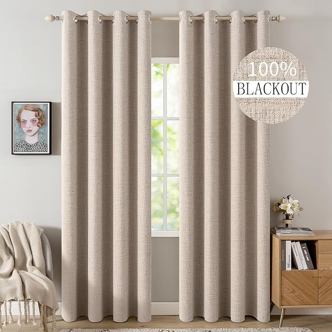 MIULEE 100% Blackout Linen Curtains by MIULEE