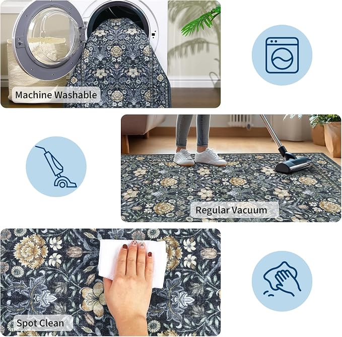 GarveeHome Area Rugs 8x10 for Living Room, Floral Large Washable Rug Soft Non - Image 6