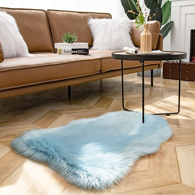 Ashler faux fur rug, Fluffy Shaggy Area Rug Ultra Soft 2 x 3 Feet Sheepskin Fur - Image 3