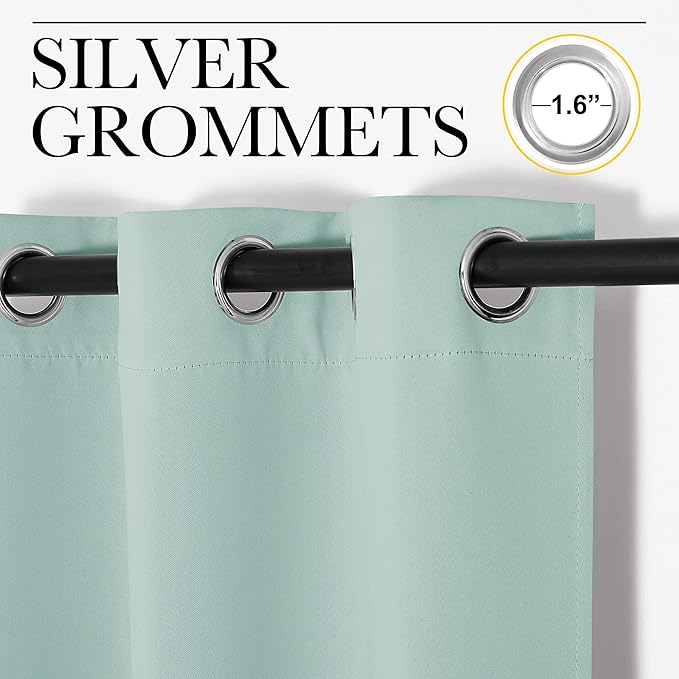 NICETOWN Aqua Blue Blackout Curtains 86" Long for Office, Dining Room, Guest Room, Sound Reducing Heat and Cold Block Curtain Panels for Modern Room Decorative (55" Wide by 86" Long, 2 Pieces)
