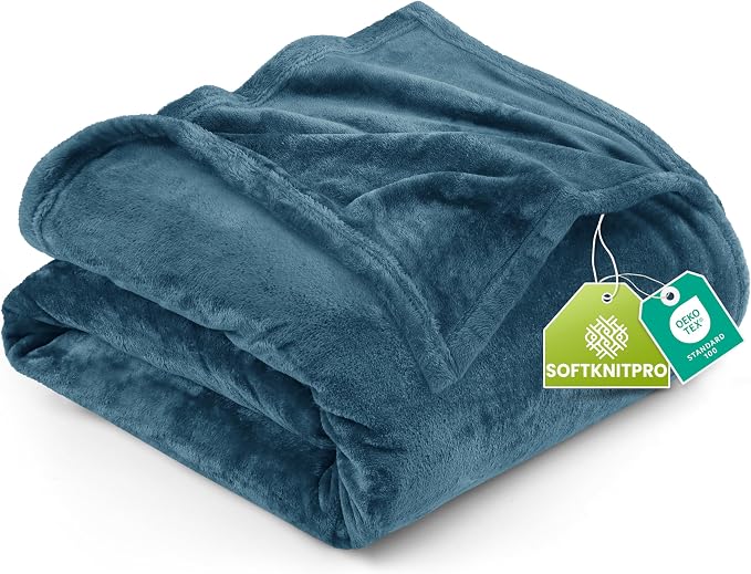 Utopia Bedding Soft Fleece Bed Blanket Queen Size Stone Blue | Microfiber Plush by UTOPIABEDDING