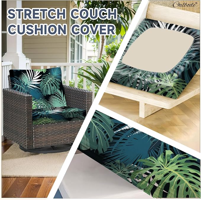 CALBODE 14 Pcs Stretch Outdoor Seat Cushion Covers, Breathable, Indoor/Outdoor - Image 3
