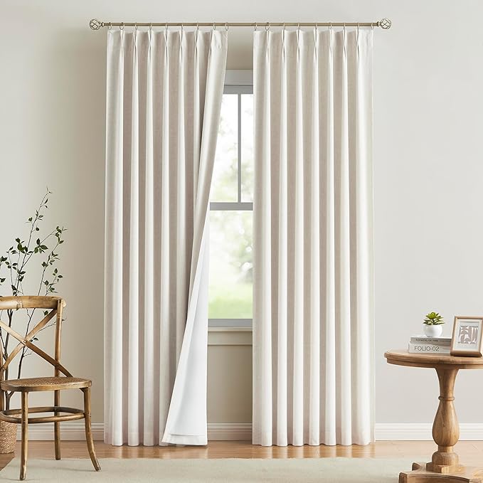 Vision Home Natural Full Blackout Curtains Linen Blended Darkening Window by VisionHome