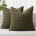 MIULEE Euro Sham Corduroy Decorative Throw Pillow Covers 24x24 Olive Green | by MIULEE