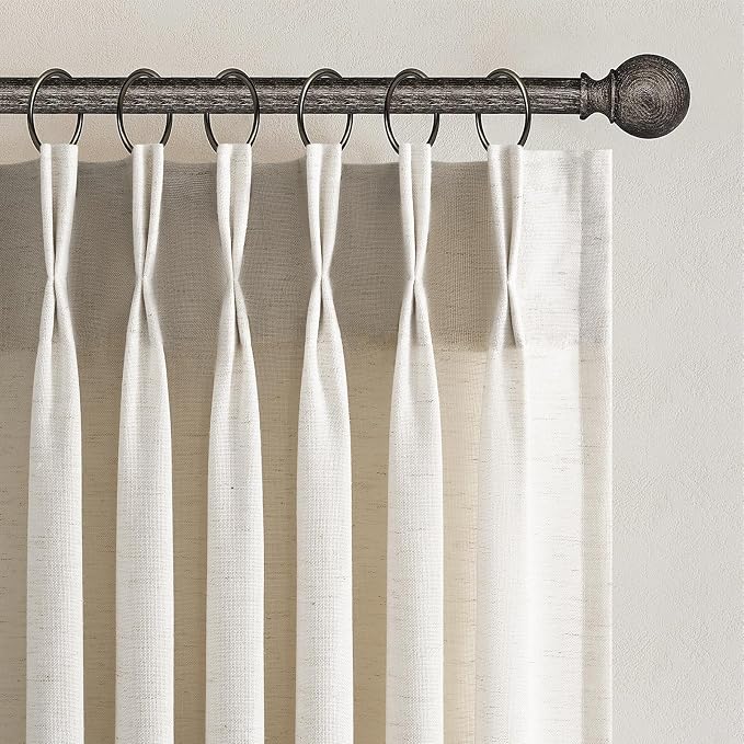 Topfinel 105 Inch Curtains 2 Panels Set, Two Packs Pinch Pleat Back Tab Linen by Topfinel
