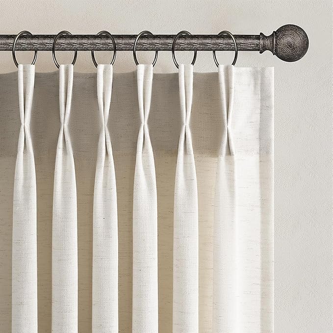 Topfinel 102 Inch Curtains 2 Panels Set, Two Packs Pinch Pleat Back Tab Linen by Topfinel