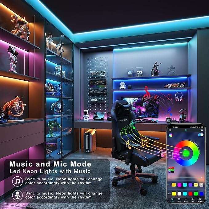 Led Lights for Bedroom 100ft Color Changing RGB Led Strip Lights Music Sync, DIY Led Light Strip with Remote and App Control, Dimmable Led Lights for Room Party Home Decor Cool Things(1*100ft)
