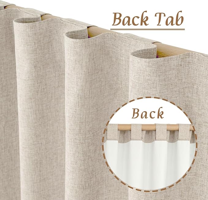 Full Blackout Linen Curtains for Kitchen Windows Over Sink 30 Inches | Oatmeal - Image 6