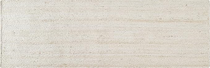 Hausattire Hand Woven Jute Braided Runner, 2x6 ft, Off-White | 100% natural jute by Hausattire