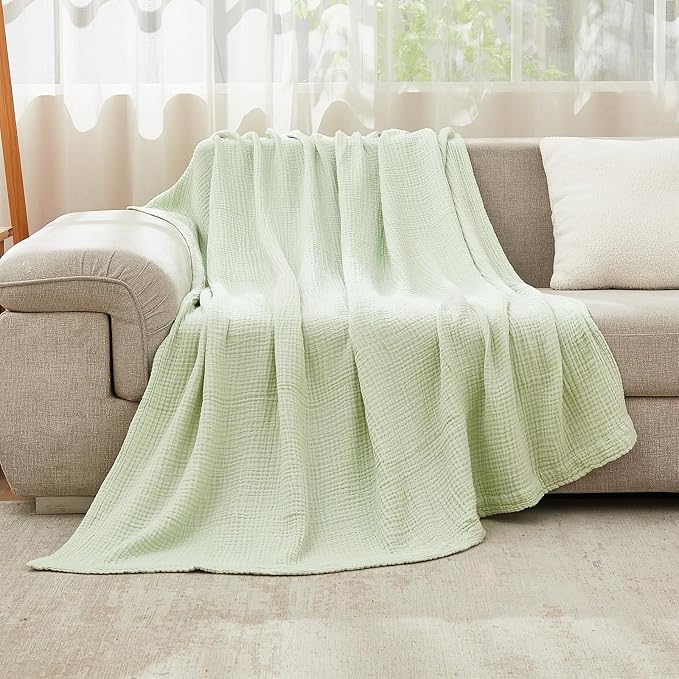 EMME Muslin Blankets for Adults Throw Blanket for Couch Breathable Gauze Soft - Image 7