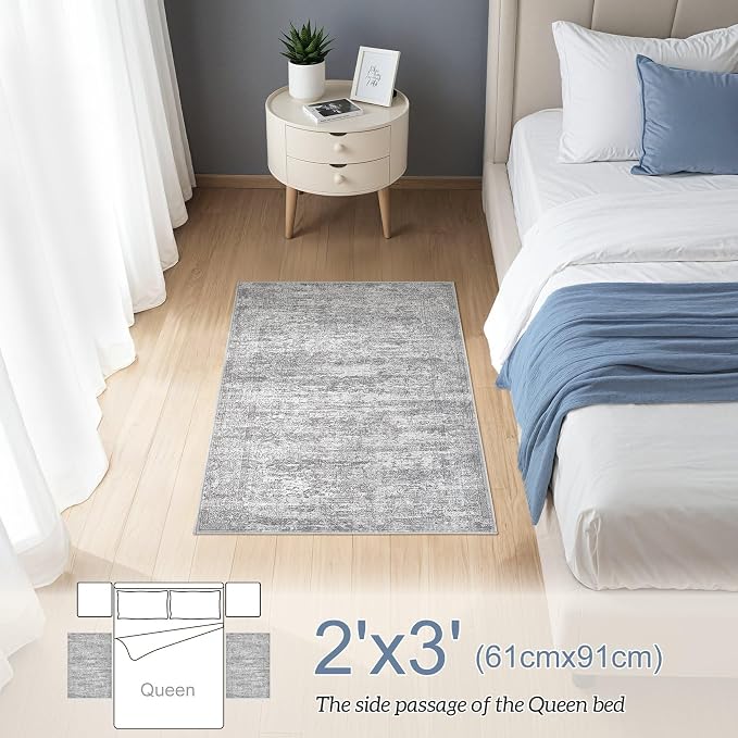 DMOYEST 2x3 Entryway Area Rug: Washable Neutral Modern Abstract Small Rug - Image 3