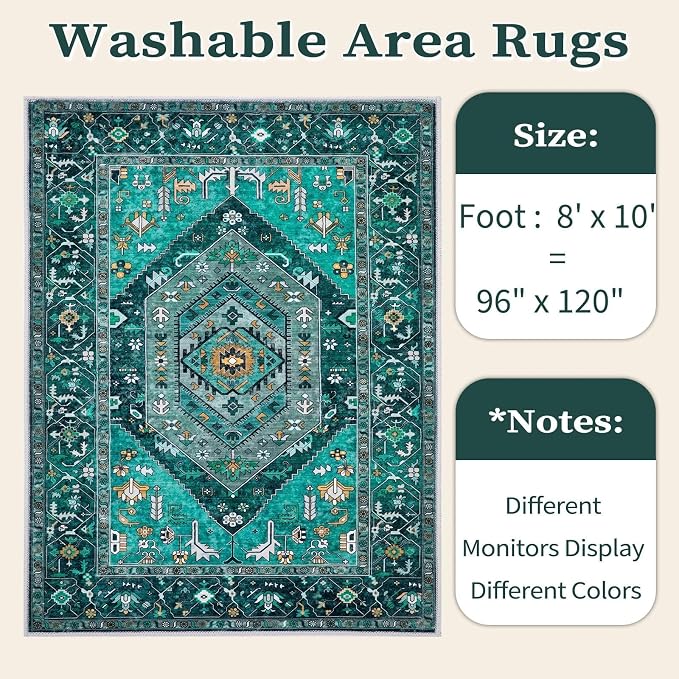 SERISSA 8x10 Washable Non Slip Boho Area Rug - Image 6