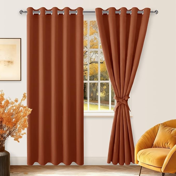 Blackout Curtains for Bedroom, 60 x 84 Inches Long, Burnt Ochre | Thermal - Image 8