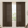 Dark Brown 72 inch Linen Textured Curtains by LAMIT