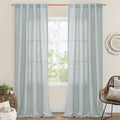 Greyish Blue Linen Boho Curtains 84 inch Length 2 Panels Bedroom | Light by LAMIT