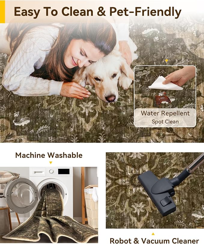 RELEANY Washable Area Rug, Small 2'6"x4', Water Repellent, Pet Friendly - Image 4