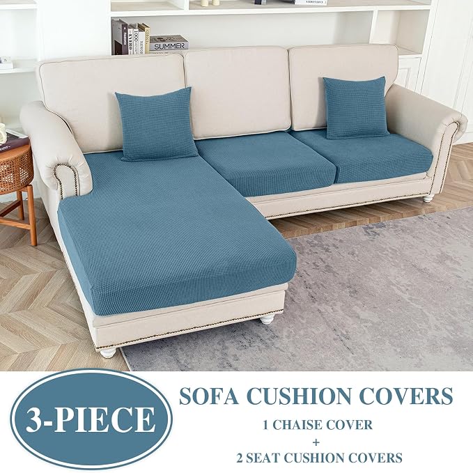 LA MEACK Couch Cushion Covers for Sectional Sofa L Shape Washable Separate Seat - Image 2