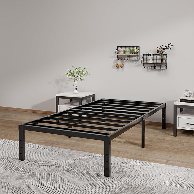 Metal Bed Frame Twin XL Size - 14 Inch Heavy-Duty Twin XL Platform Bed Frame No Box Spring Needed, Easy Assembly, Noise-Free, Sturdy Mattress Foundation, Underbed Storage Space