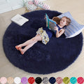 Amdrebio Dark Navy Blue Round Rug 4Ft by Amdrebio